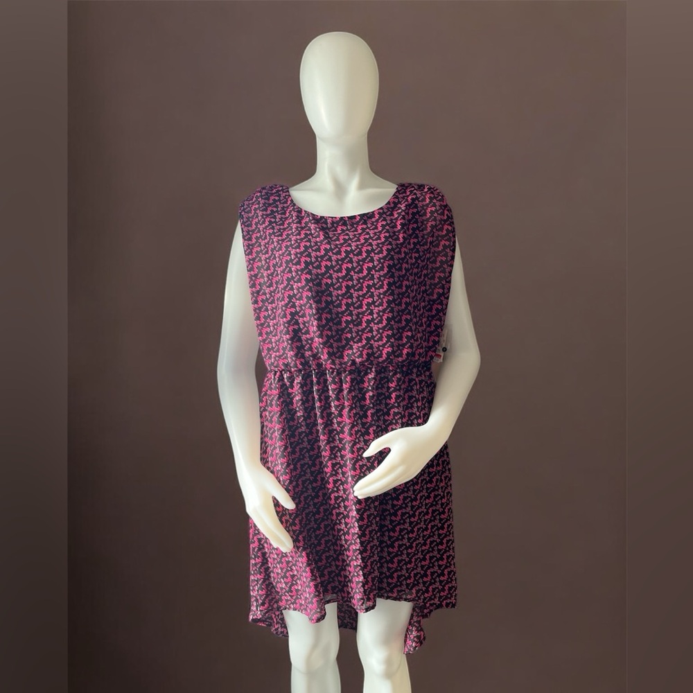 No Boundaries XL (15-17) Pink and Black Pattern Dress